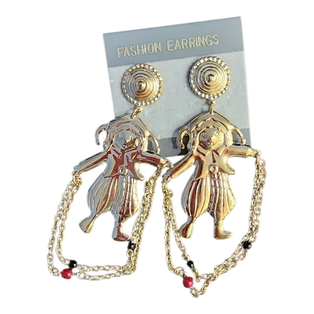 Vintage Made in KOREA Jester Statement Earrings